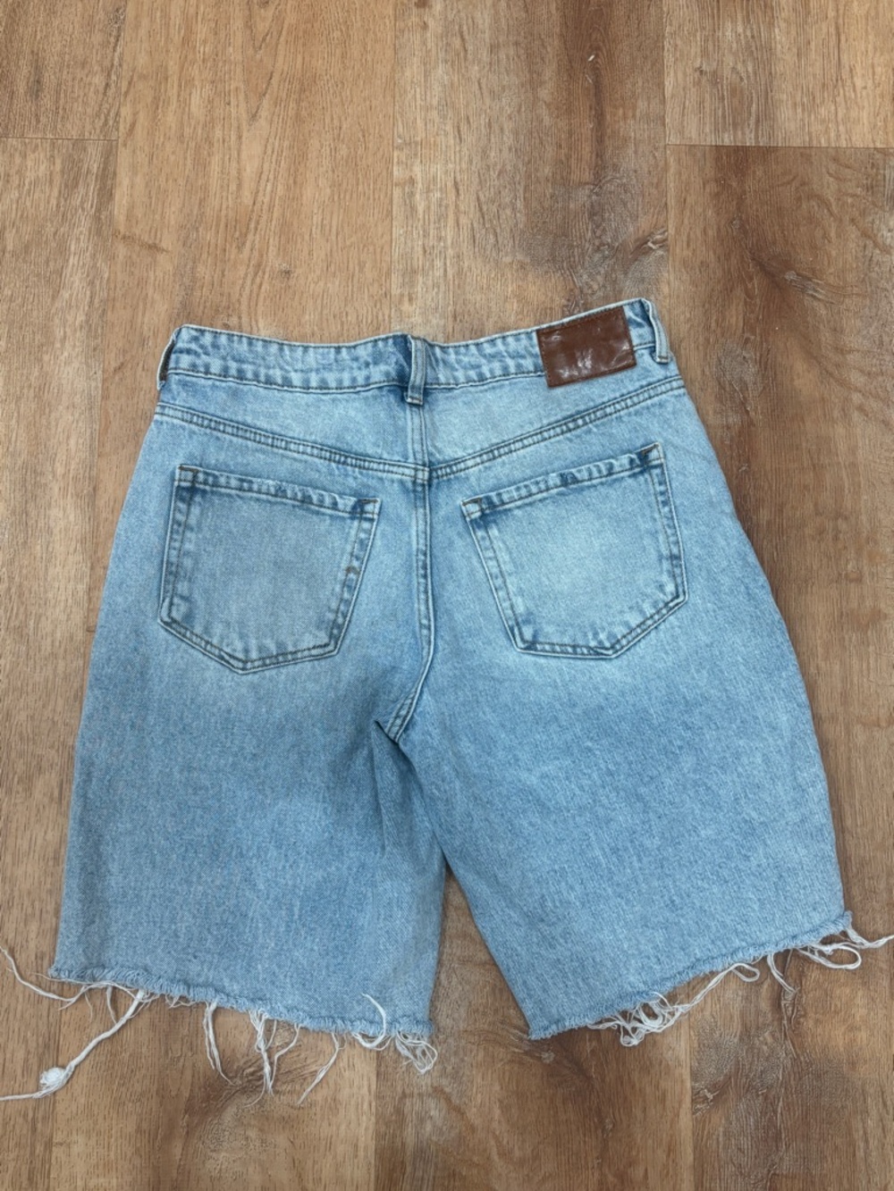 Light Wash High-Rise Denim Shorts with Raw Hem